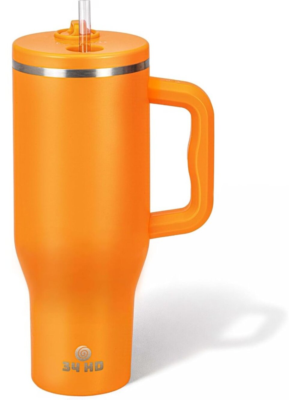 40oz Insulated Orange Tumbler with Handle & Reusable Straw - Perfect for Travel